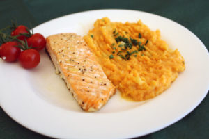 Salmon and sweet potato puree