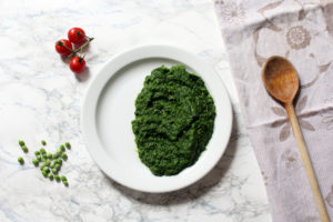 Purée d'épinards et petits pois